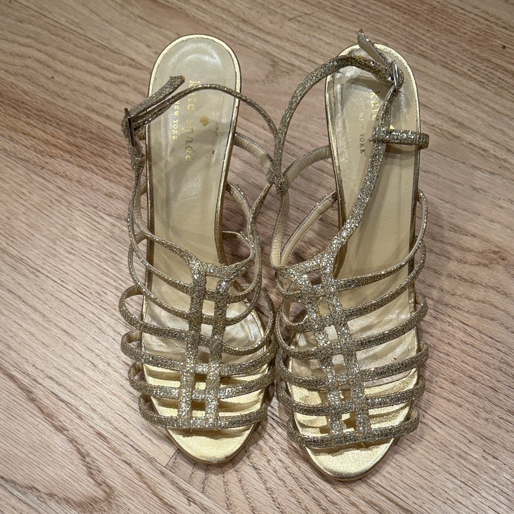 Kate Spade Glitter Heels Gold